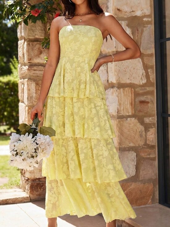 Dresses & Skirts - Yellow Elegant Women's Romantic Long Vacation Dress